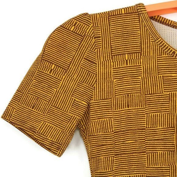 LuLaRoe Amelia Fit & Flare Dress Gold Yellow Brown Pockets S Small - Picture 6 of 12